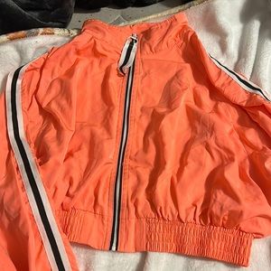 Neon coral cropped windbreaker